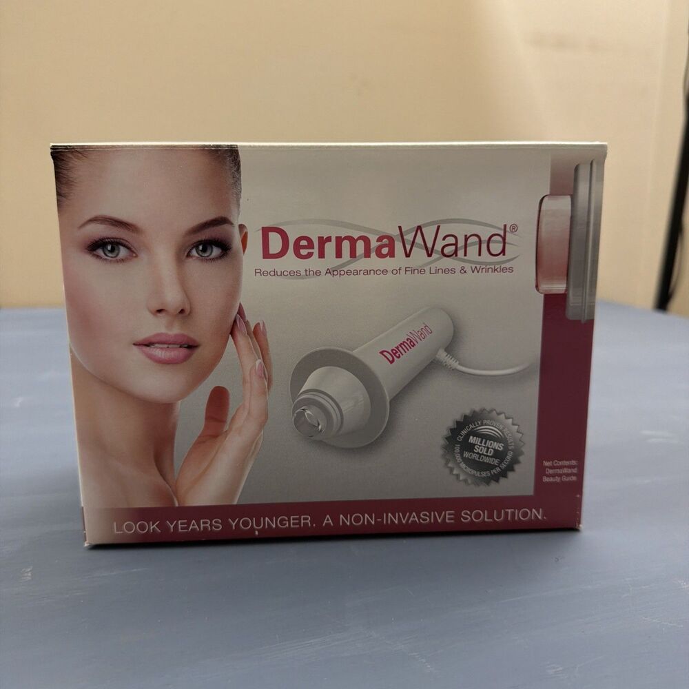 Dermawand Anti-Aging Device Skin Treatment Wand & Pink Bag Box Tested Works
